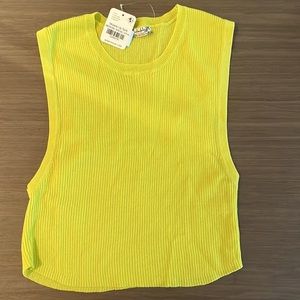 Free People,Intimately muscle tank NWT,Bright ribbed yellow crop top.Size Medium